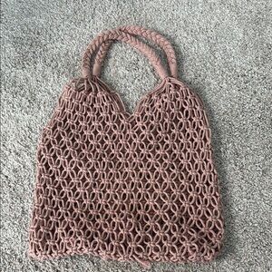 Pink  Macrame Tote Bag